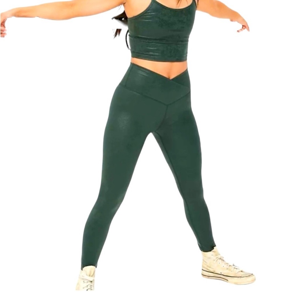 OFFLINE By AERIE High Rise Faux Leather Green Leggings Women’s XL NWT NEW